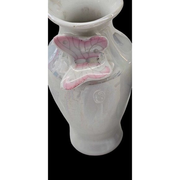 Opalescent Glaze Porcelain Vases 1970s Butterfly Carnival Glaze Ceramic Petite - Picture 7 of 11